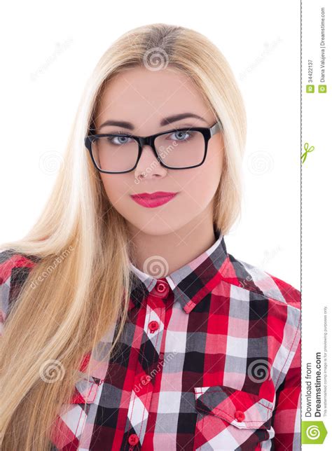 beautiful girl in eyeglasses isolated on white royalty