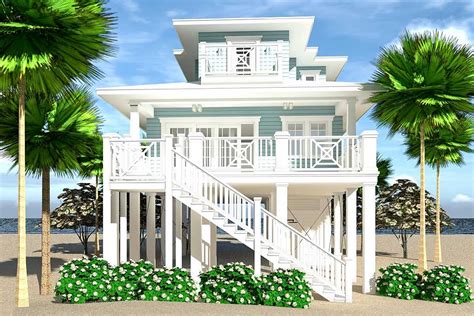 narrow lot elevated beach house plans