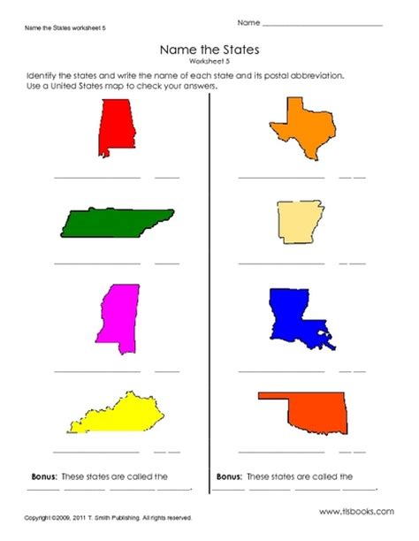 united states map  state names worksheet