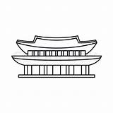 Icon Palace Seoul Gyeongbokgung Korea Outline Line Iconfinder Library Icons sketch template