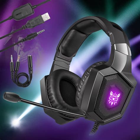 mm pc gaming headset headphone  noise cancelling microphone  led light compatible