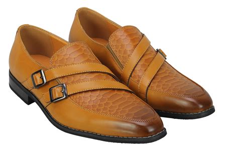 mens leather lined monk strap slip  shoes smart italian style retro loafers ebay