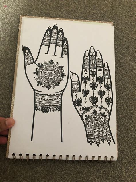 henna mehndi design full hand blank practise templates etsy