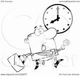 Businessman Hurried Outline Running Coloring Past Illustration Clock Royalty Clipart Rf Toon Hit sketch template