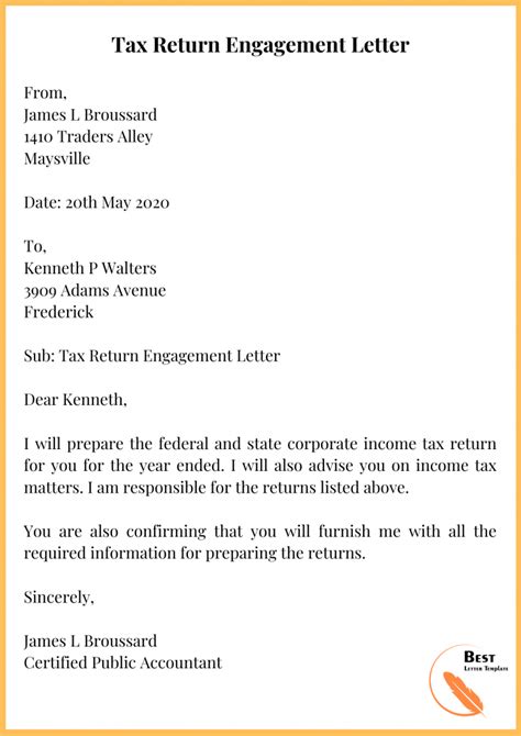 tax letter template format sample     word