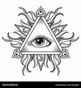Eye Seeing Tattoo Pyramid Illuminati Symbol Vector Coloring Pages Vectors Providence Royalty Illustrations Eyes Template Sketch Vectorstock Similar Clip sketch template