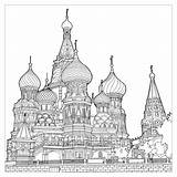 Coloring Architecture Cathedral Moscow Pages Adult Structures Extraordinary Splendid Multiple Colors Bless Vasily sketch template