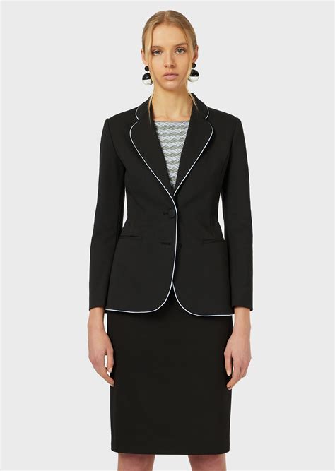 single breasted jacket  cotton couture  piping woman emporio armani