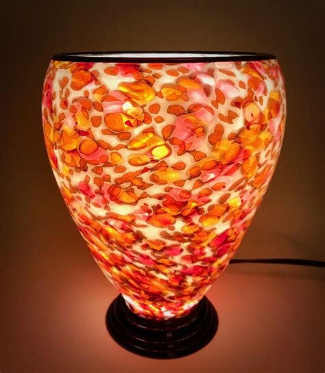 Red And White Lamp By Curt Brock Art Glass Table Lamp Artful Home