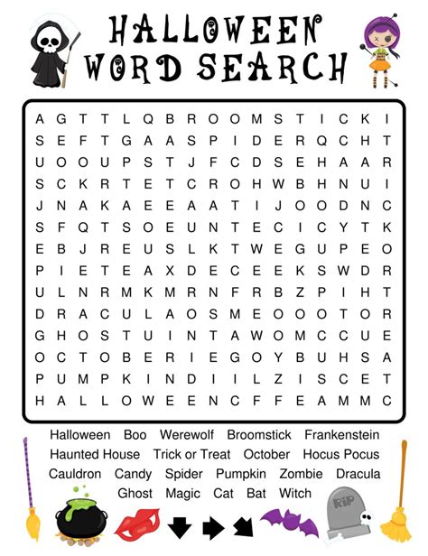 printable halloween word search     printablee