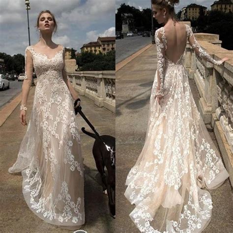 2016 full lace sexy backless illusion wedding dresses a line fashion