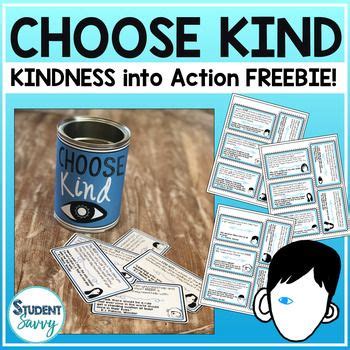choose kind action cards freebie  middle school literacy