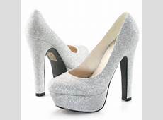 Silver Diamante Platform Pumps Evening Prom Dress High Heels Shoes