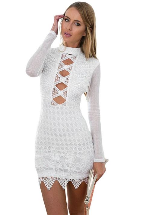Sexy Cut Out Club White Cheap Cocktail Dresses Online
