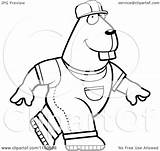 Beaver Cartoon Builder Hat Hard Overalls Walking Clipart Coloring Drawing Outlined Vector Cory Thoman Getdrawings Animal Regarding Notes sketch template
