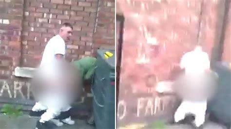 brazen couple caught having sex against bin in a wigan