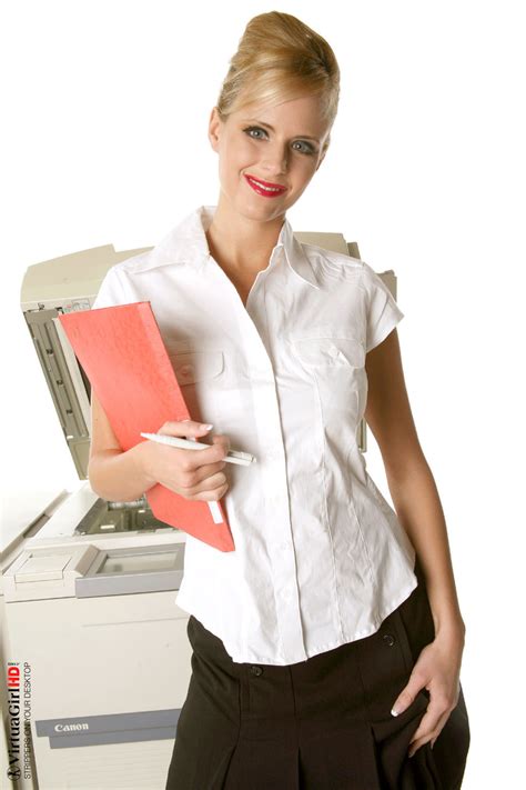 sizzling hot busty secretary zuzana works the copy machine in black stockings