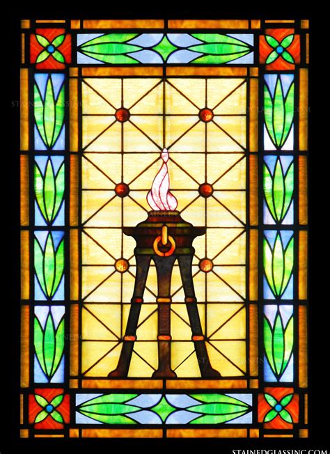 eternal flame religious stained glass window