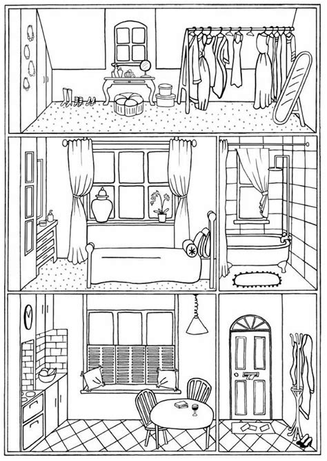 bundle   colouring pages house interiors instant etsy uk