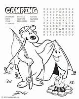 Camping Word Search Coloring Pages Printable Kids Scouts Beaver Bear Scout Tent Freekidscrafts Campfire Camp Girl Template Print Cub Summer sketch template
