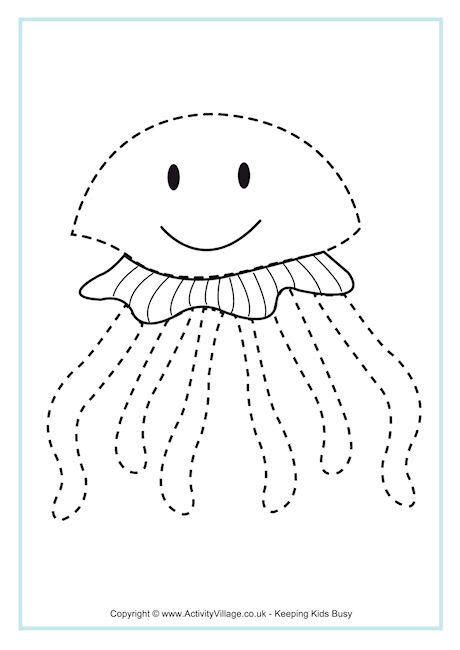 jellyfish tracing page preschool tracing kindergarten worksheets