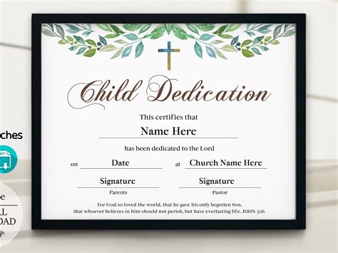 pin  child dedication certificate