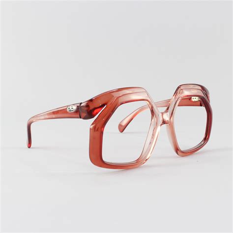vintage eyeglasses oversized 70s glasses clear red frame 1970s