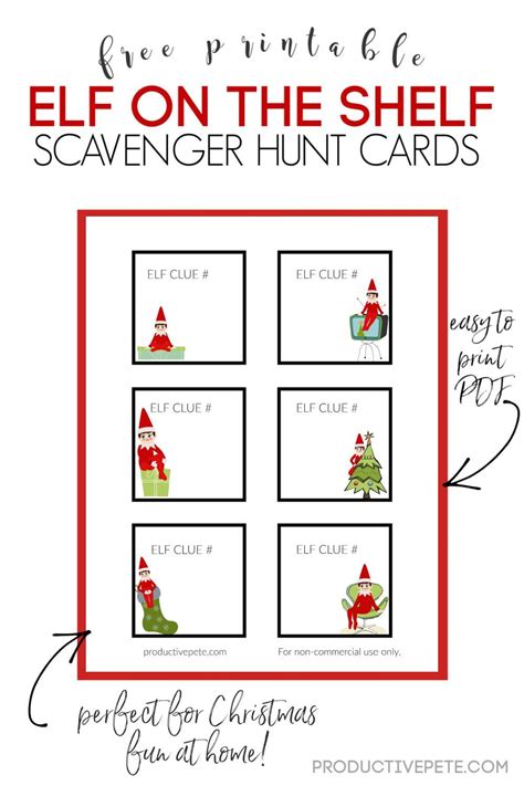 printable elf scavenger hunt cards  bonus clue ideas