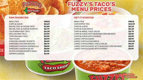 fuzzys taco shop menu prices family meals