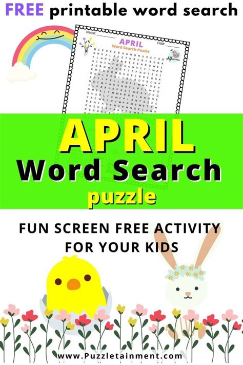 april word search puzzle  printable  puzzletainment publishing