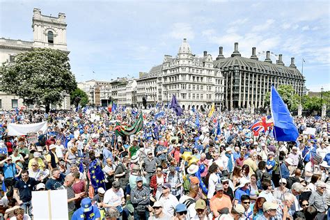 pro eu protesters march  london demand  vote  brexit heraldnetcom