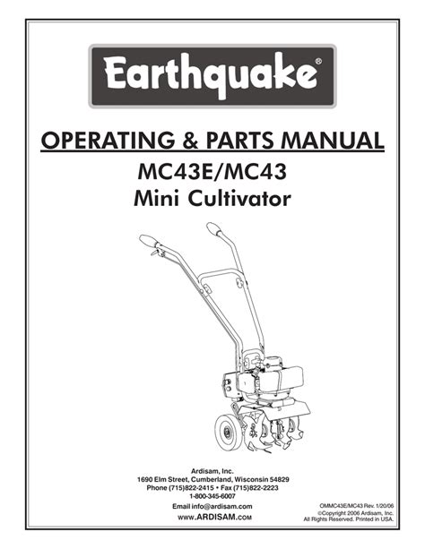 earthquake mc parts manual