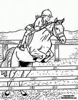 Jumping Coloring Horse Girl Pages Popular sketch template