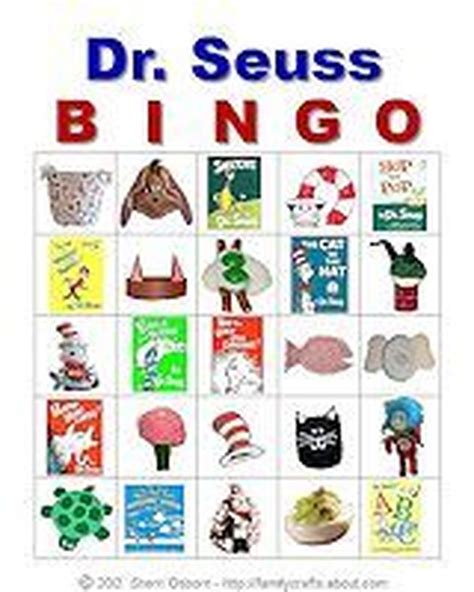 print   themed bingo cards    party seuss crafts dr