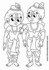 Krishna Sri Balarama Line Drawing sketch template