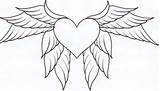 Coloring Wings Hearts Pages Roses Popular sketch template
