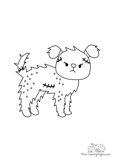 coloring page angry zombie dog  coloring pages