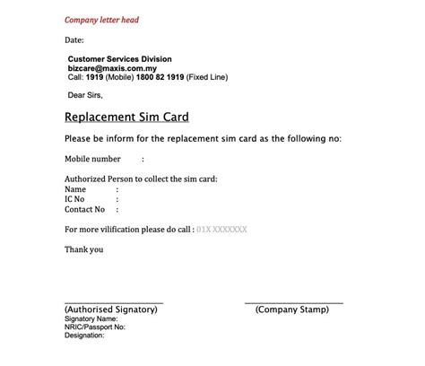 replacement maxis business sim card replacement