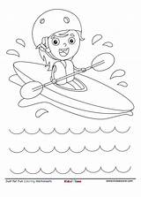 Coloring Kid Kayaking Boating Fun Just Cartoon Sheet Kids sketch template