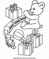Coloring Christmas Toys Pages Gift Gifts Toy Train Printable Scenes Presents Color Print Sheets Kids Printables Bear Animals Set Popular sketch template