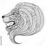 Lion Coloring Zentangle Drawing Adult Angry Vector Drawn Hand Stock Book Puppy Mandala Illustration Antistress Para Coloriage Pages Colorear Depositphotos sketch template