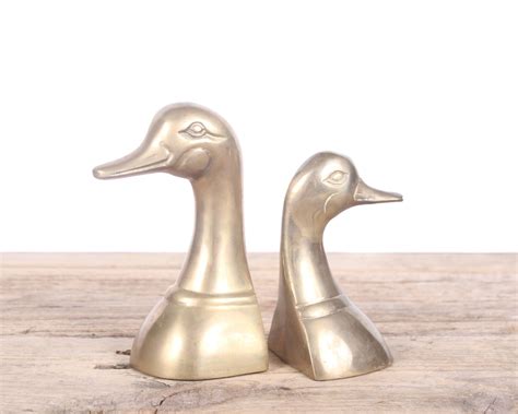 vintage brass duck bookends gold duck bookends duck gift unique bookends hunting decor