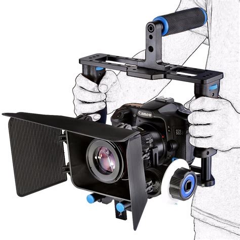 dslr rig kit camera cage matte box follow focus  top handle grip  mm rod