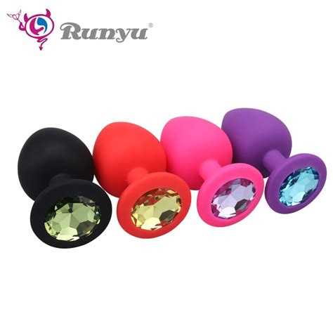 runyu small medium large silicone butt plug with crystal jewelry smooth