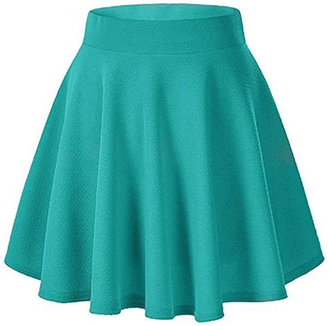 Moxeay Womens Basic A Line Pleated Circle Stretchy Flared Skater Skirt