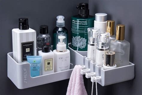 bathroom shelf shower caddy corner frame aluminum toilet storage shampoo organizer tray wall