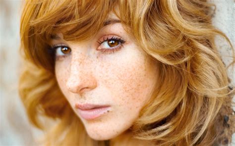Long Hair Freckles Brown Eyes Actress Redhead Vica Kerekes
