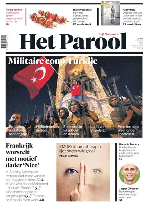 newspaper het parool netherlands newspapers  netherlands todays press covers kioskonet