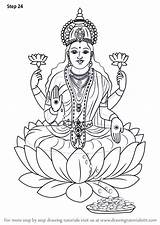 Lakshmi Goddess Hinduism Saraswati Ganesha Devi Drawingtutorials101 Laxmi Ganesh Mahalakshmi Hindus Dewi Shiva Yunani sketch template