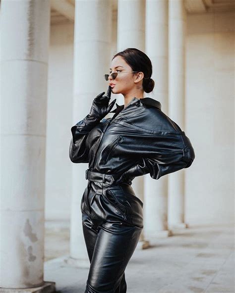 leather pants outfit leather jumpsuit black leather gloves leather